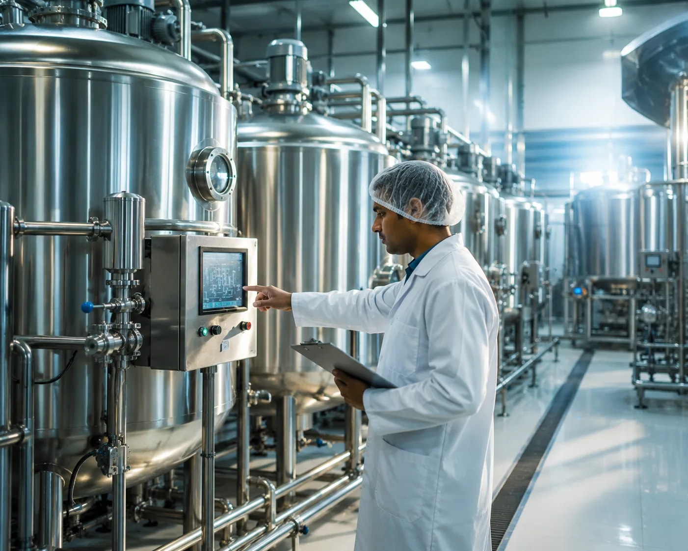 Hygienic processing inside the Vijaya dairy plant